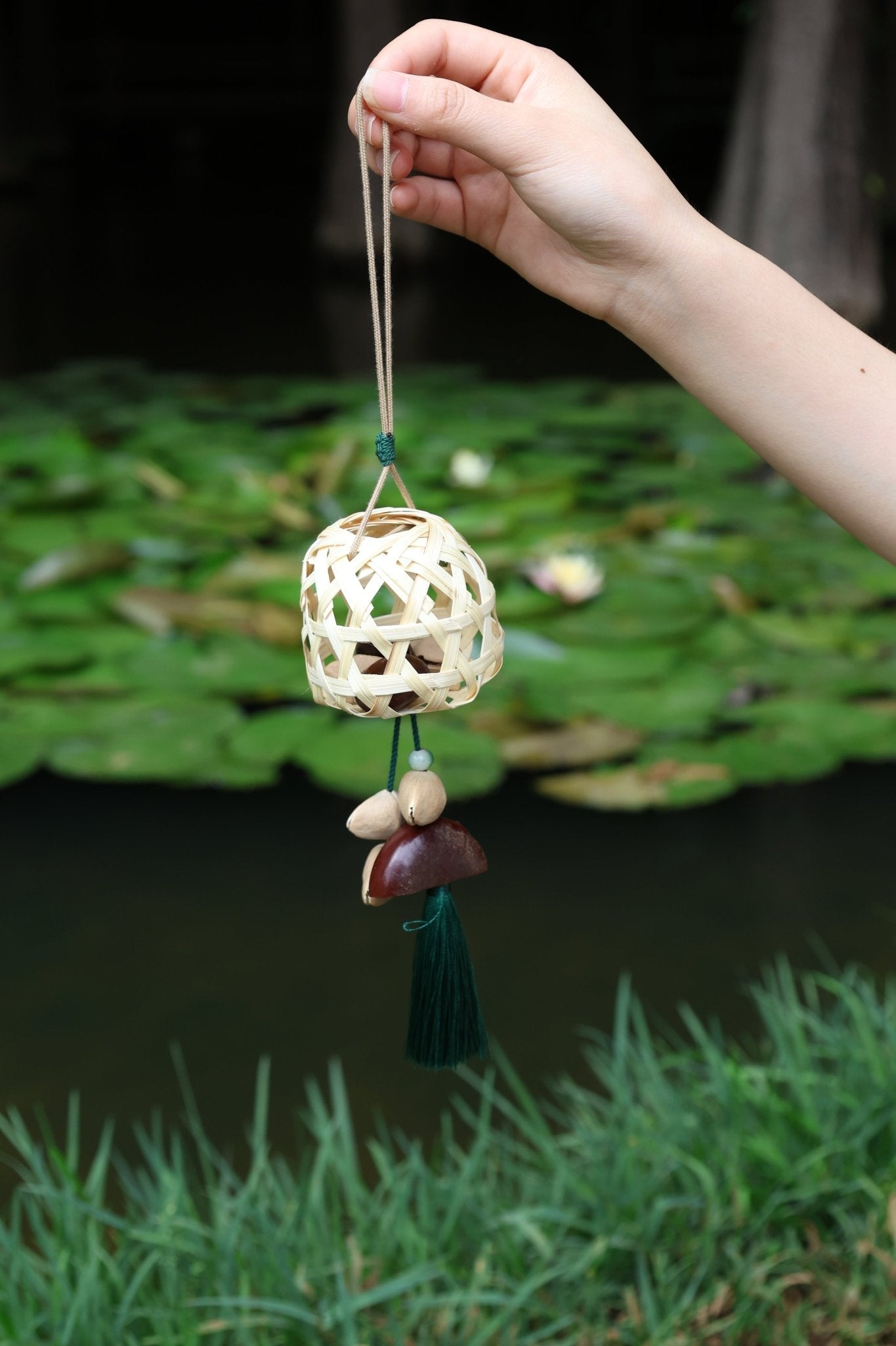 The Bamboo Lantern - Hand-Woven Charm with Seed Bells