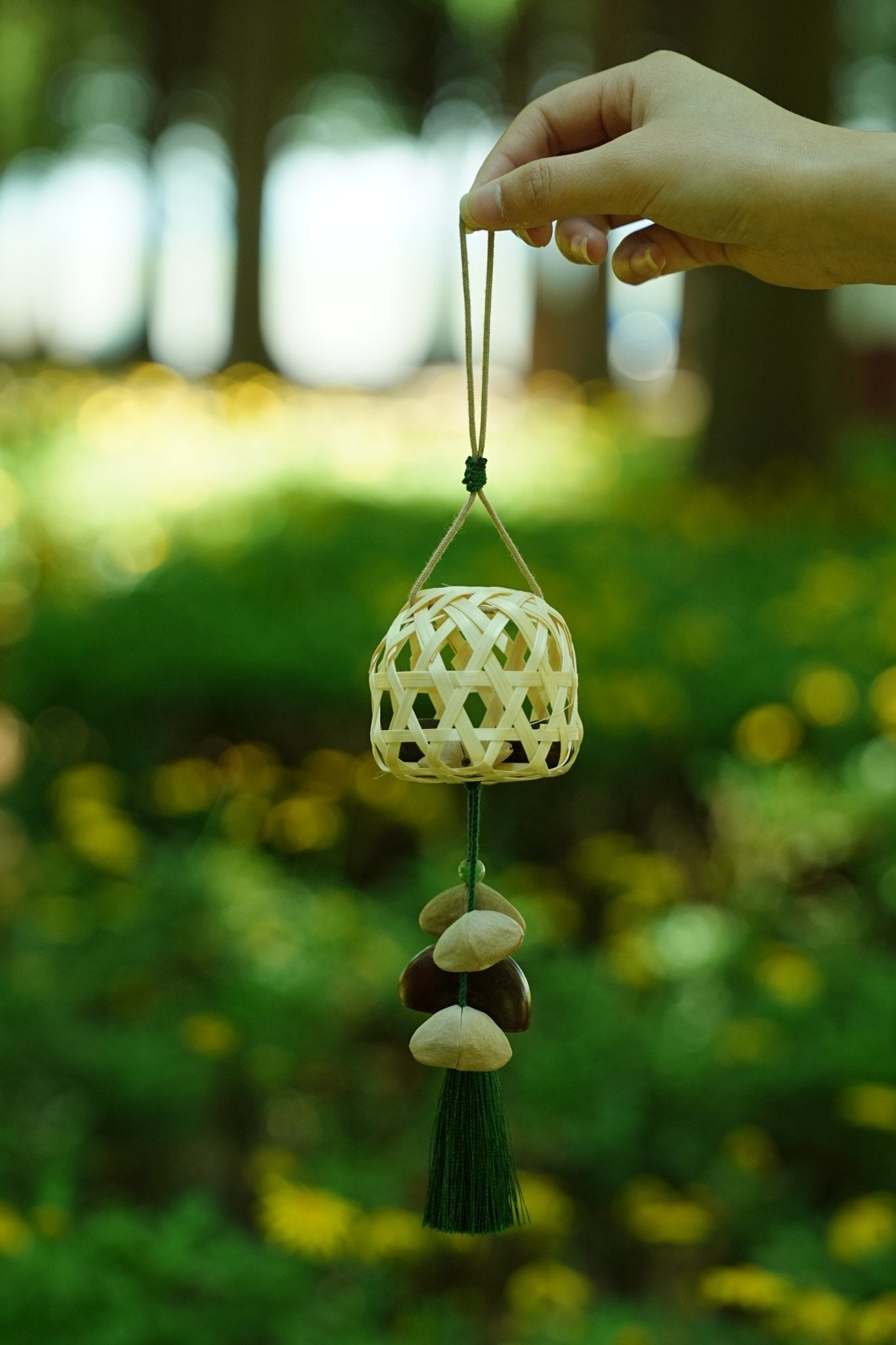 The Bamboo Lantern - Hand-Woven Charm with Seed Bells