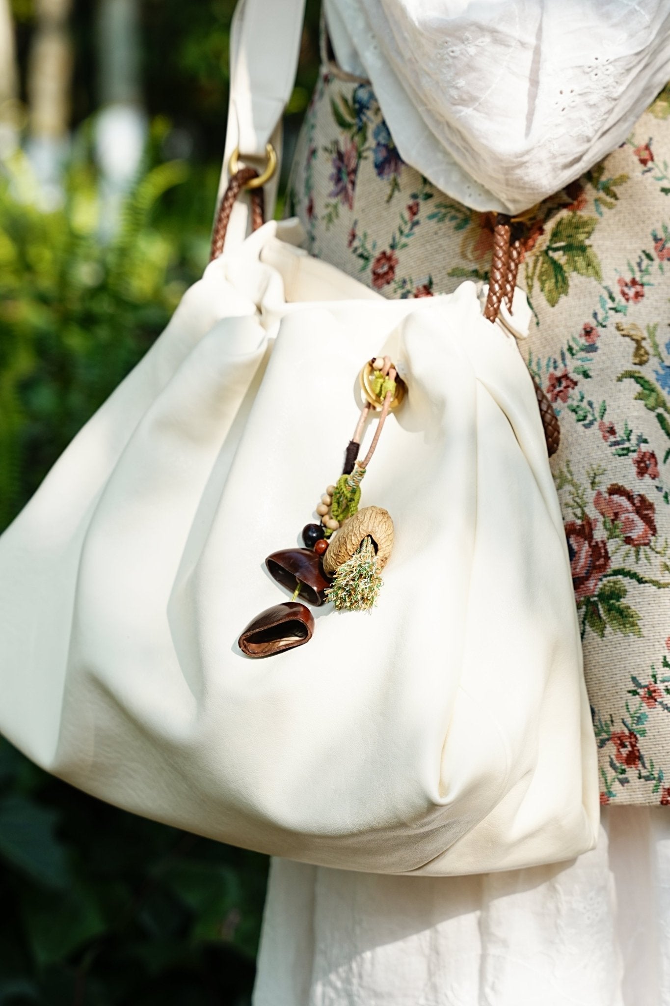 The Forest Bell - Handcrafted Nut Shell & Tassel Bag Charm