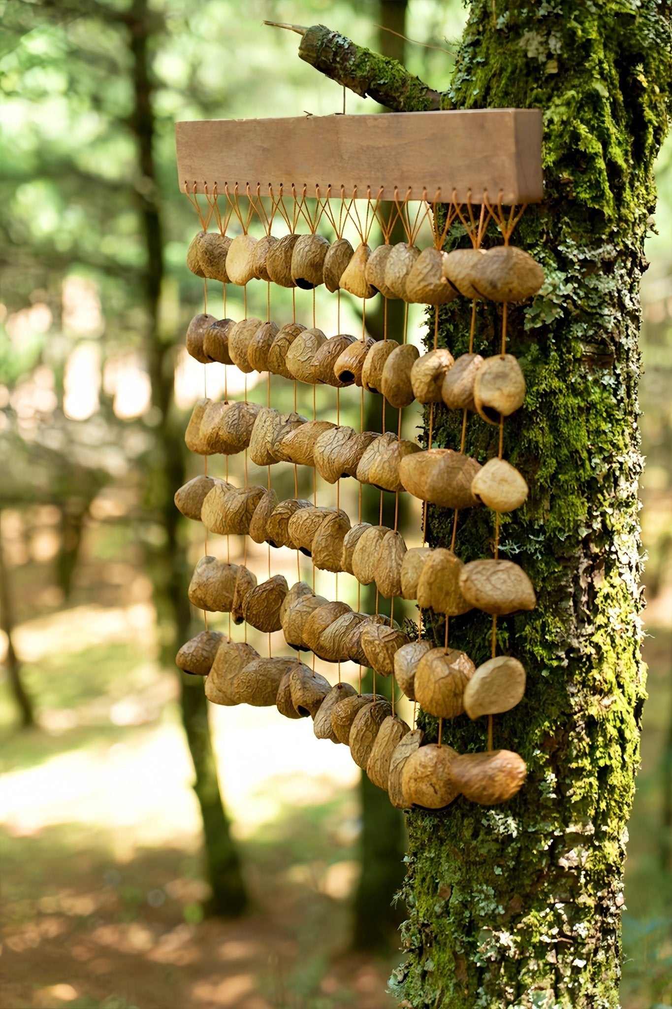Carillon en Coquilles de Graines de Fruit Noir Panji Fait Main