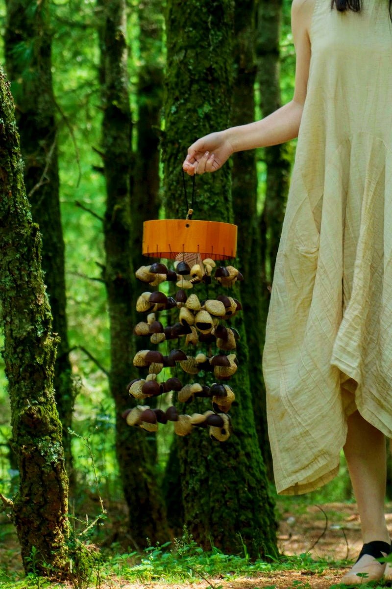 Handmade Entada, Pala Cardamom & Chacha Oleander Seed Shell Wind Chime
