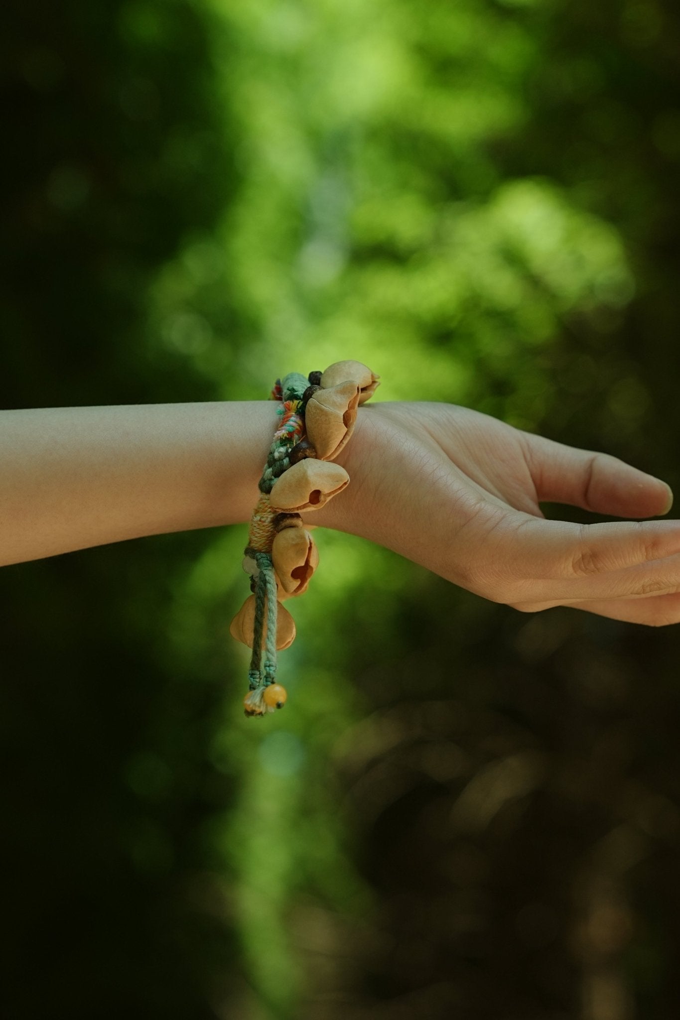 The Happy Pistachio - Hand-Braided Natural Shell Bracelet