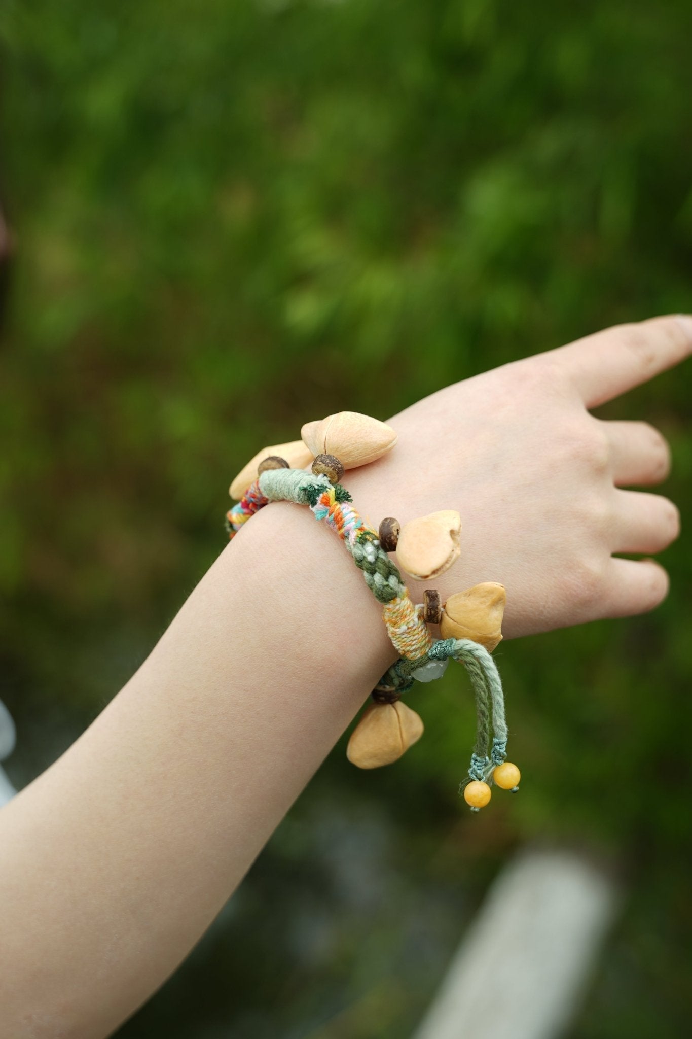 The Happy Pistachio - Hand-Braided Natural Shell Bracelet