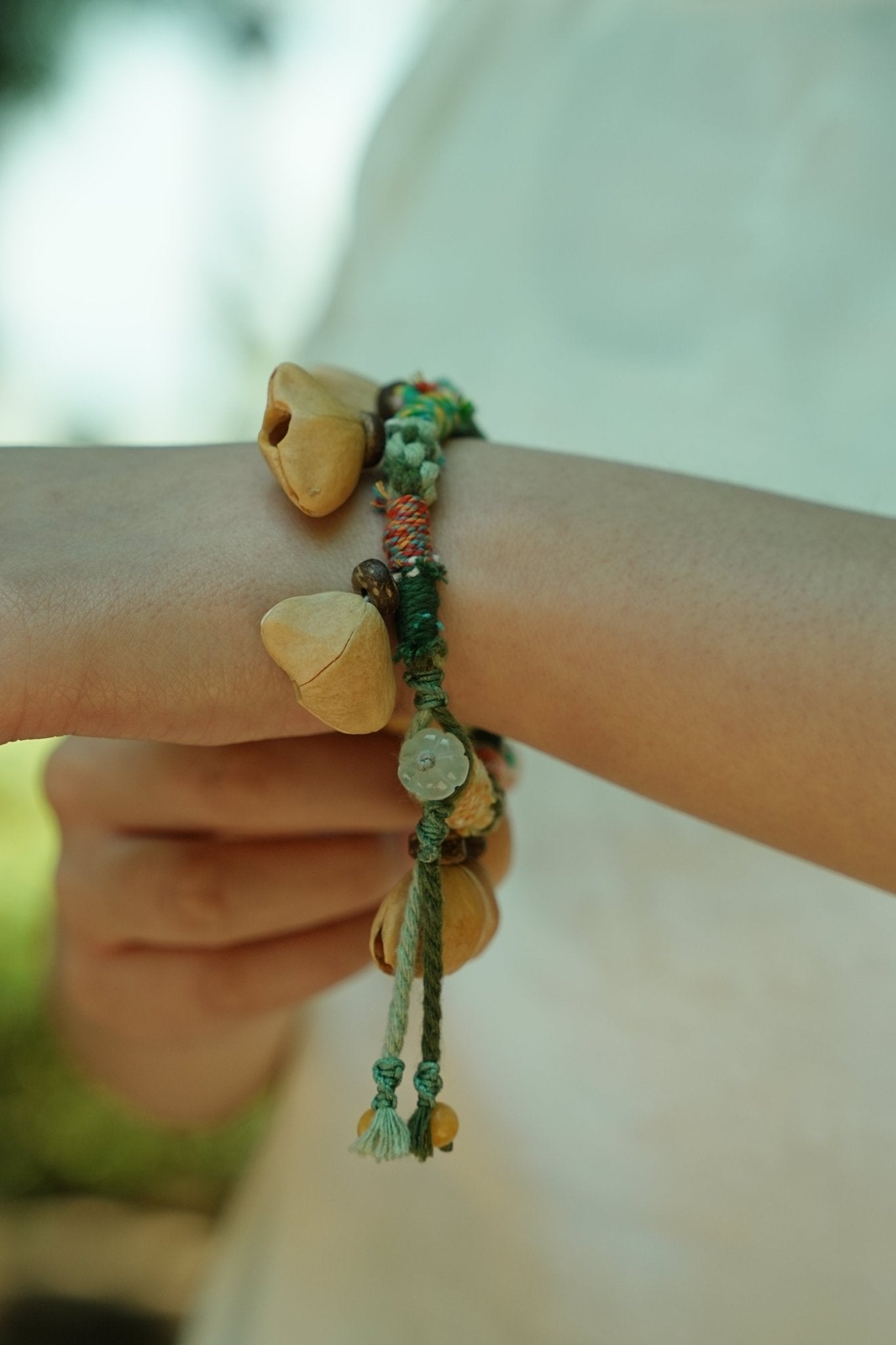 The Happy Pistachio - Hand-Braided Natural Shell Bracelet