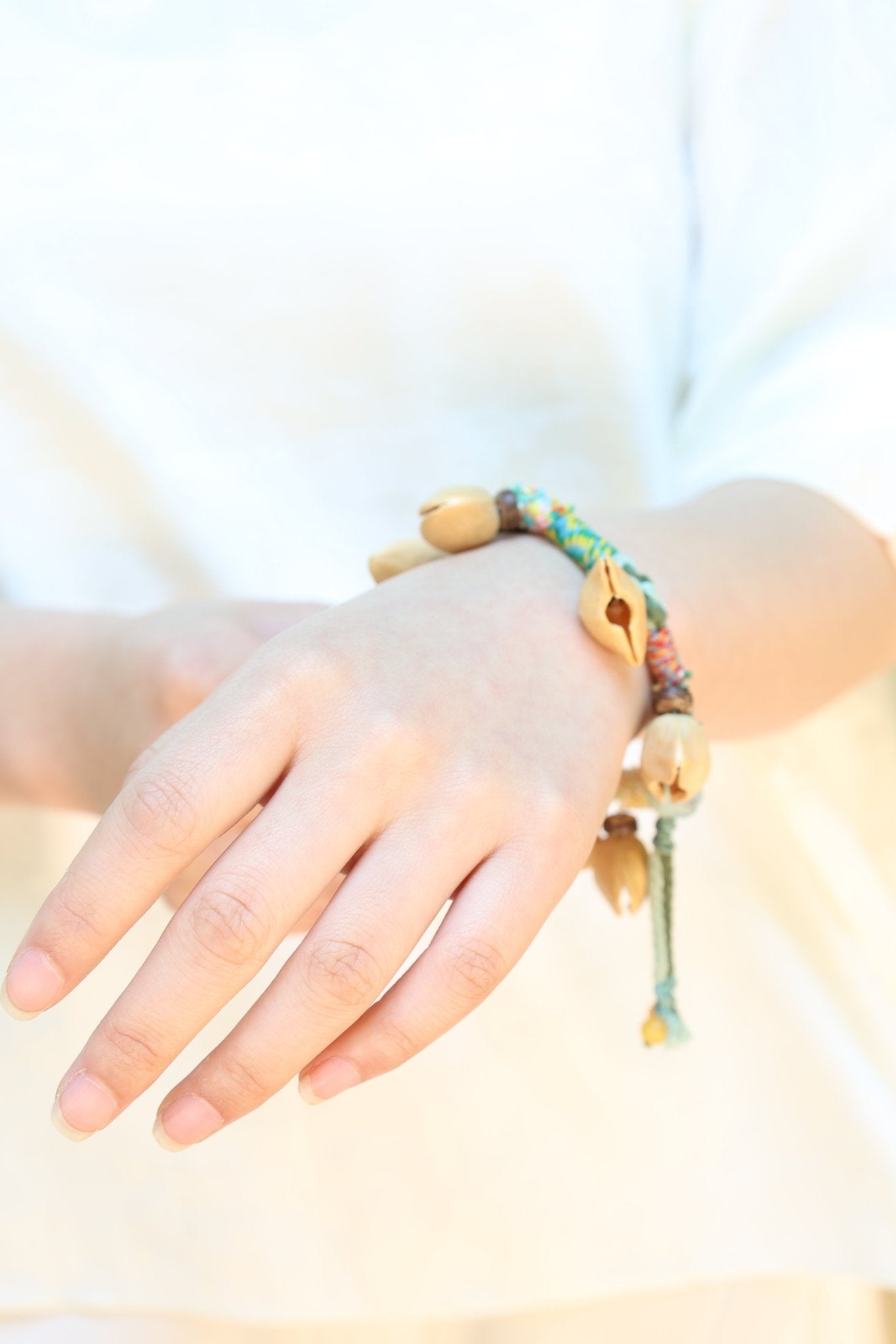 The Happy Pistachio - Hand-Braided Natural Shell Bracelet