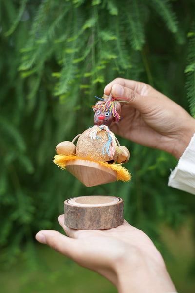 The Hula Dancer - Handcrafted Coconut Shell Spinning Top Toy