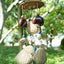 La récolte indigo - Carillon en rotin et tissu Shibori