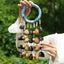 The Indigo Rain - Shibori Wrapped Ring & Cascading Shell Wind Chime