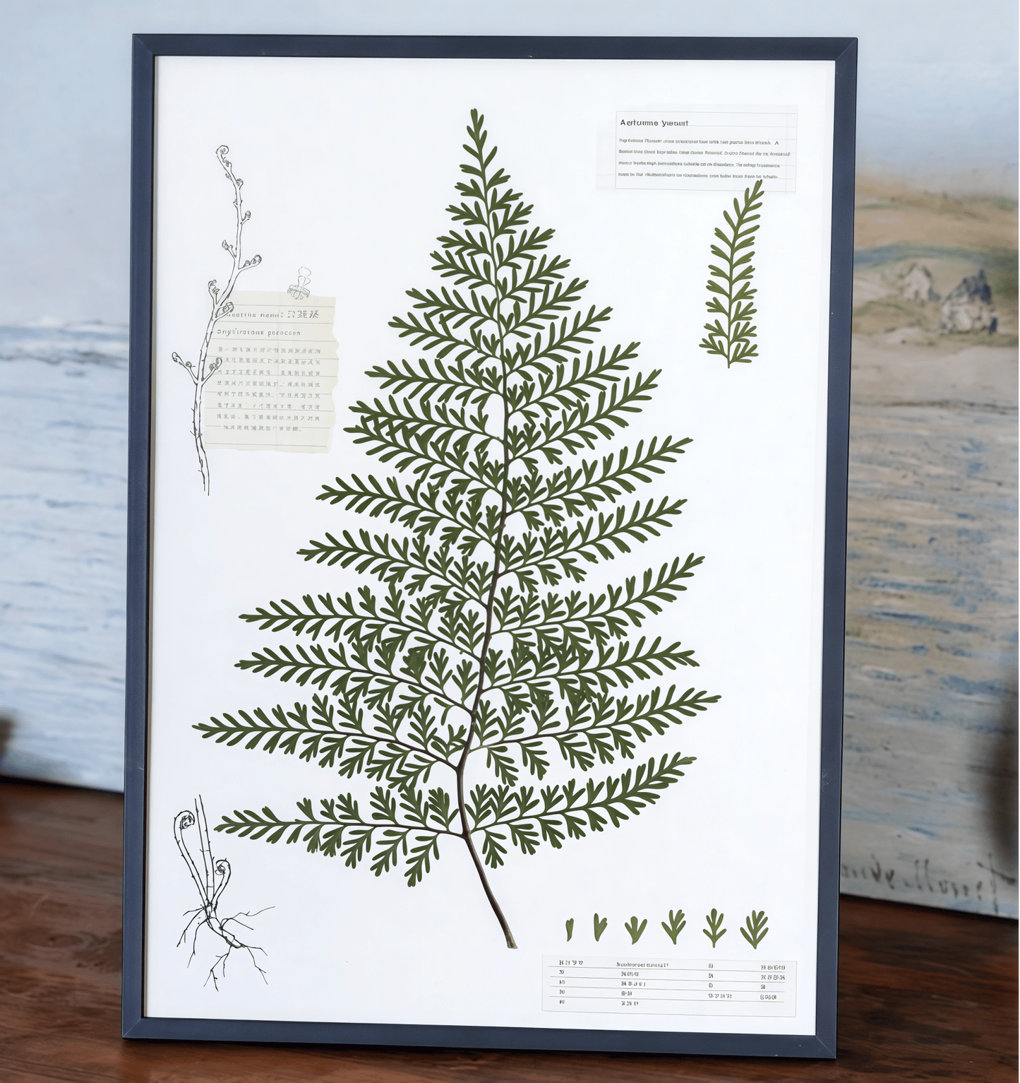Le Grand Herbarium - Grande œuvre d'art en fougères et fleurs pressées réelles (Taille A3)