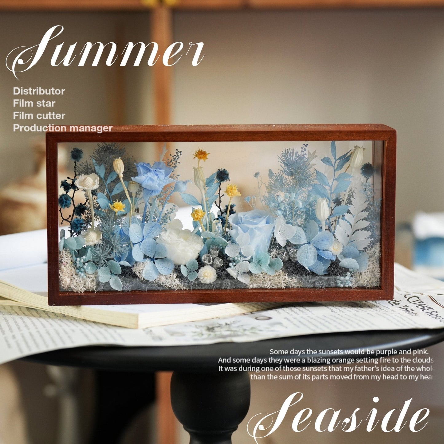 Le Jardin Paysager - Boîte d'Ombre avec Fleurs Préservées