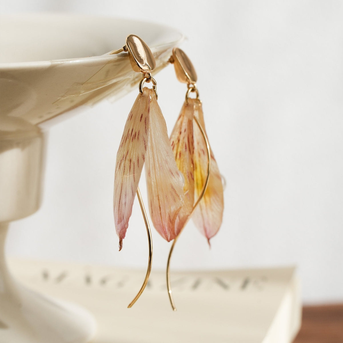 Real Alstroemeria Petal Earrings - Fairy Wings Floral Jewelry
