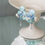 Real Blue Hydrangea Earrings with Pearl & Crystal Drop