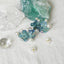 Real Blue Hydrangea Earrings with Pearl & Crystal Drop