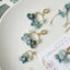 Real Blue Hydrangea Earrings with Pearl & Crystal Drop