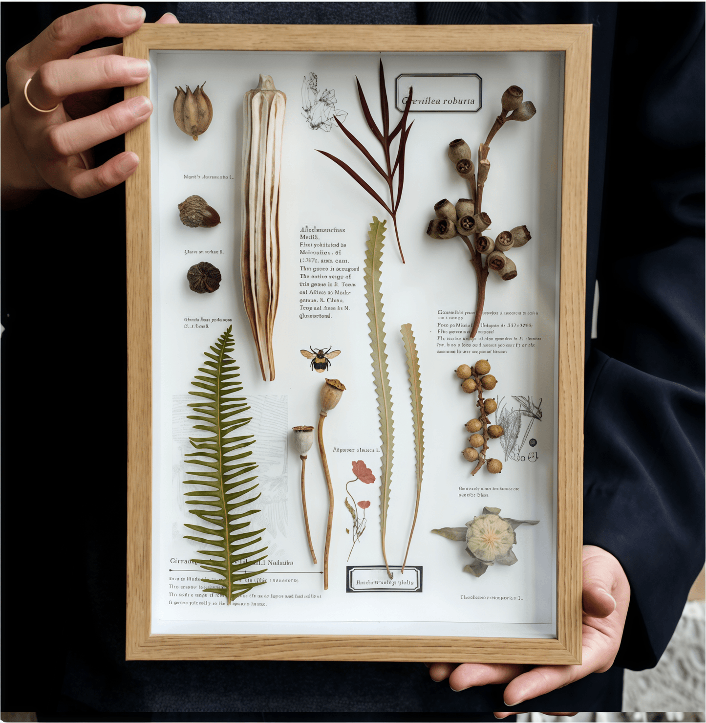 El Gabinete de la Naturaleza - Arte en Caja de Sombra con Especímenes Botánicos Reales
