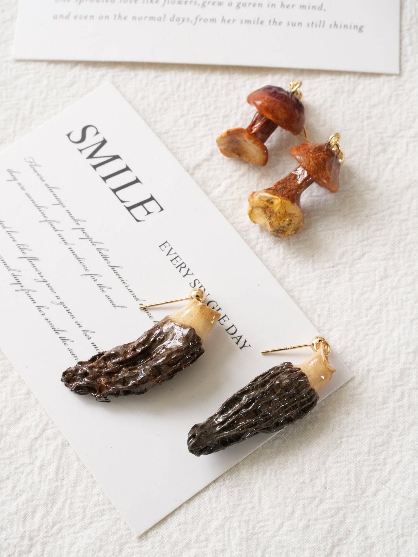 The Forager's Duo: Real Morel & Golden Chanterelle Earrings Set