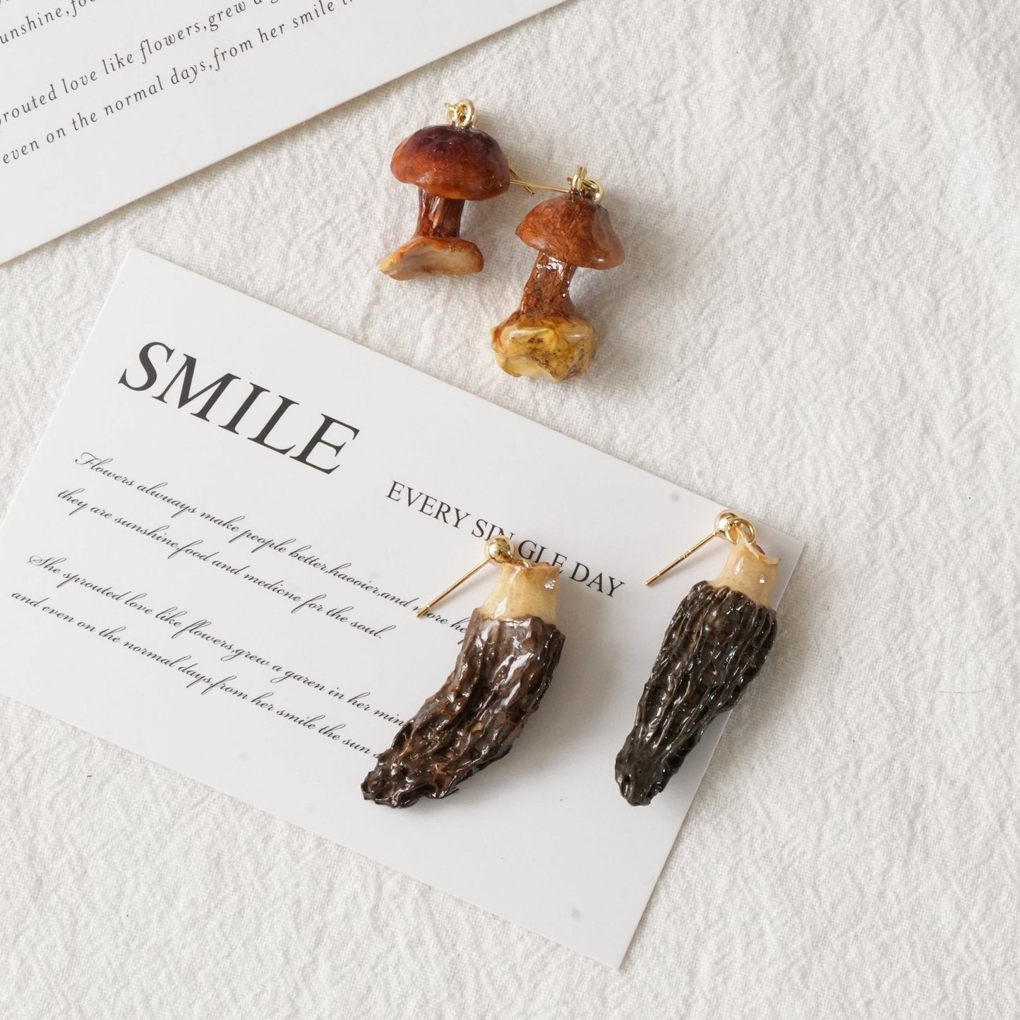 The Forager's Duo: Real Morel & Golden Chanterelle Earrings Set