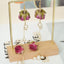 Boucles d'oreilles en rose réelle avec chaîne de perles - Bourgeon rouge et fleur violette