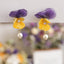 Boucles d'oreilles en pensée viola réelle avec perle - Le jardin chantant