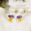 Boucles d'oreilles en pensée viola réelle avec perle - Le jardin chantant
