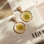 Golden Sunburst Real Yellow Lace Flower Earrings