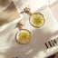 Golden Sunburst Real Yellow Lace Flower Earrings