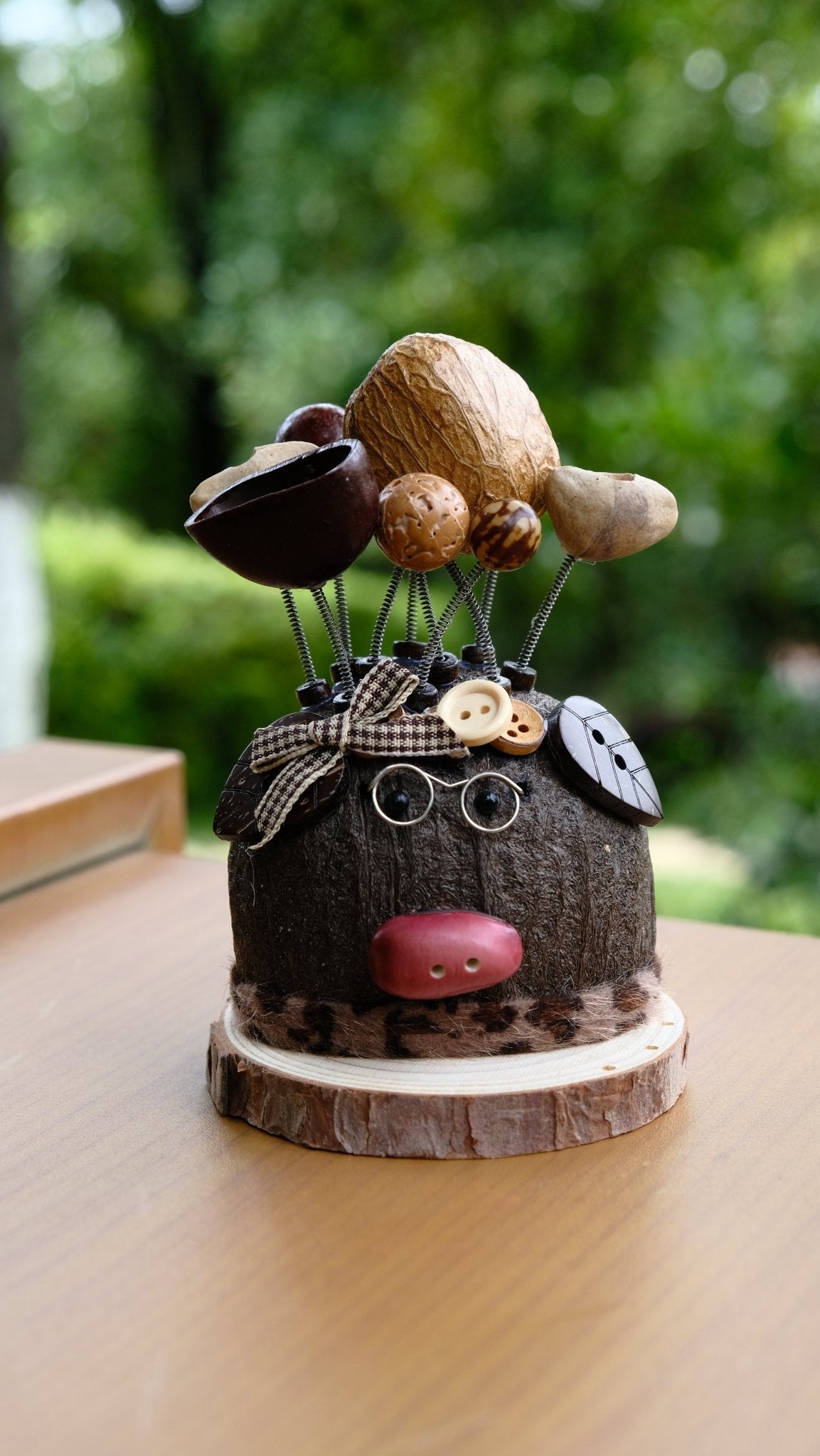 "The Scholar Piggy" - Smart Nut Shell Pig Doll
