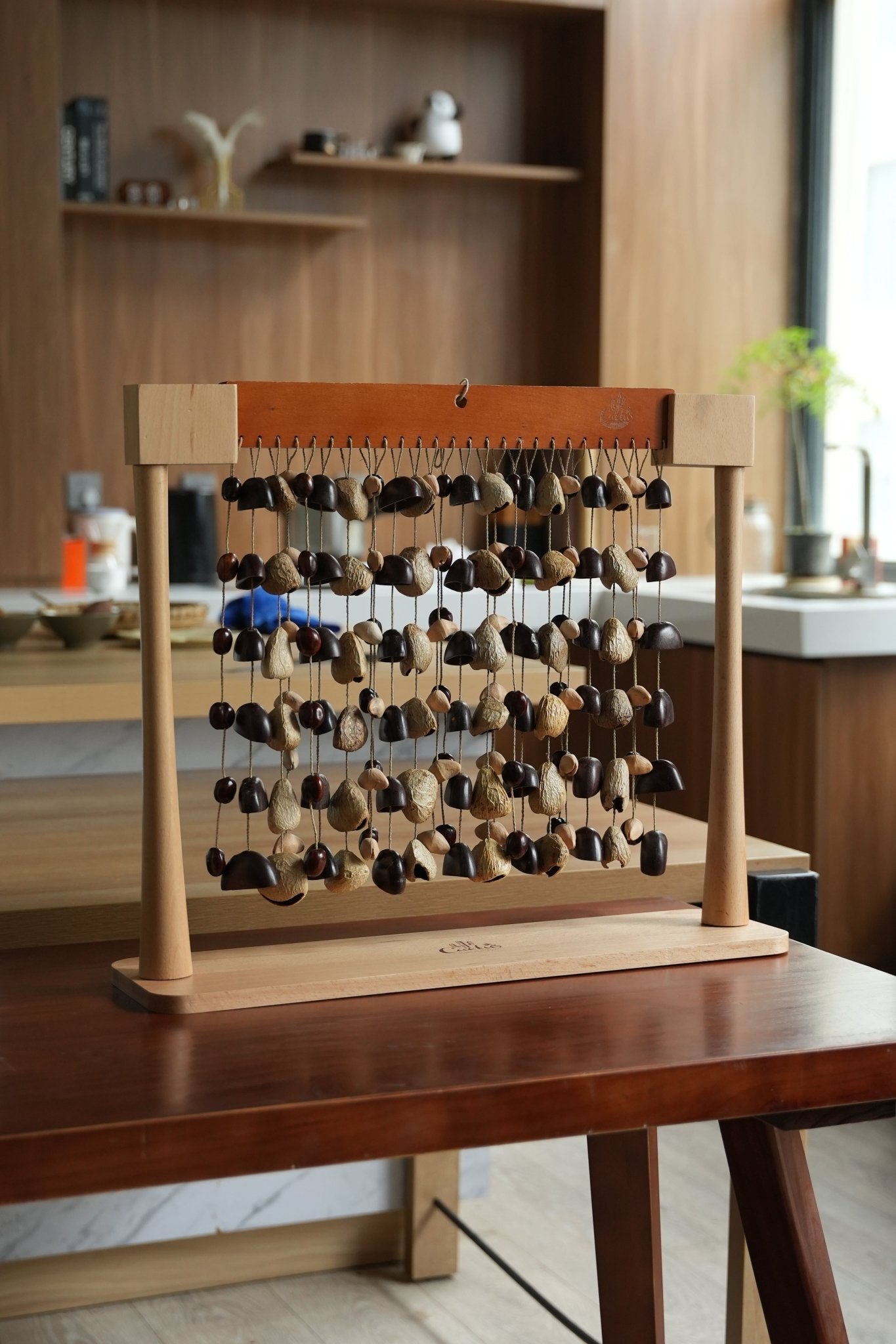Natural Seed Chime Stand - Elegant Tabletop Display