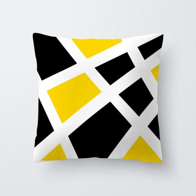 Funda de Cojín Geométrica Amarilla - Decoración Moderna
