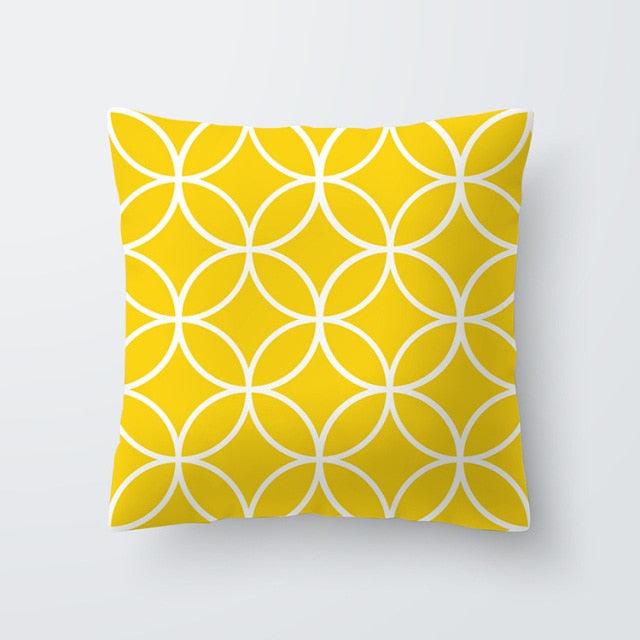 Funda de Cojín Geométrica Amarilla - Decoración Moderna