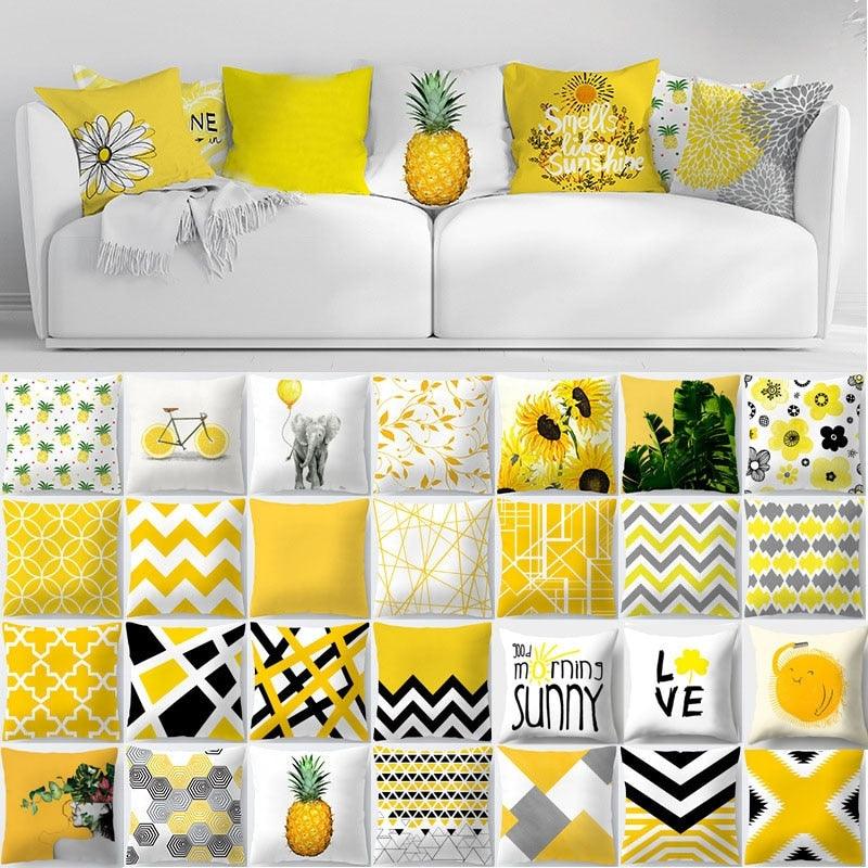 Funda de Cojín Geométrica Amarilla - Decoración Moderna