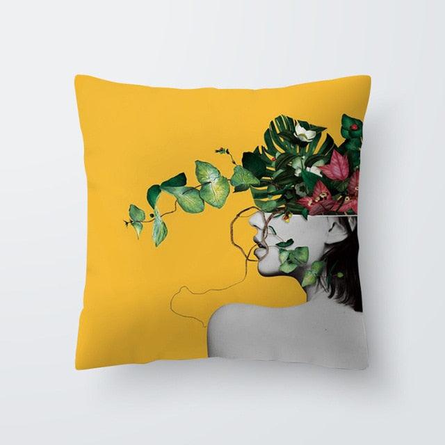 Funda de Cojín Geométrica Amarilla - Decoración Moderna