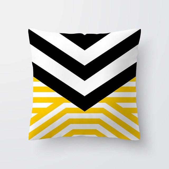Funda de Cojín Geométrica Amarilla - Decoración Moderna