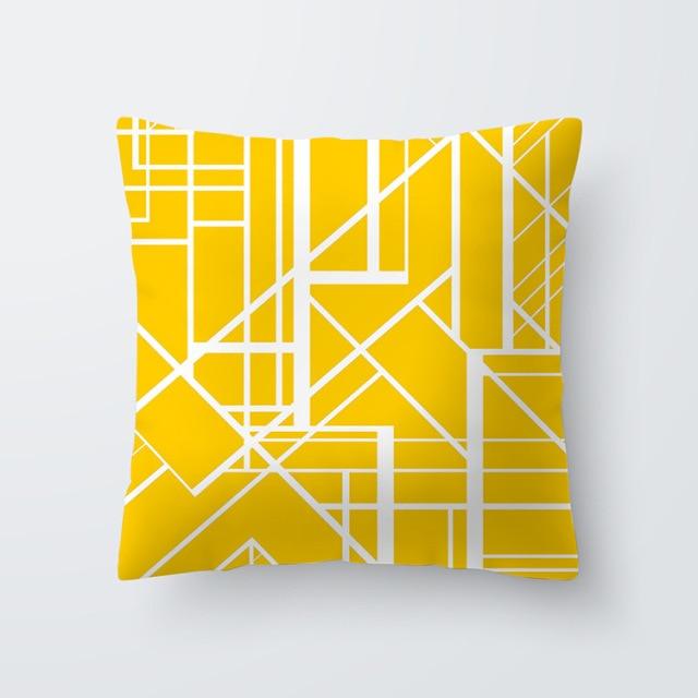 Funda de Cojín Geométrica Amarilla - Decoración Moderna