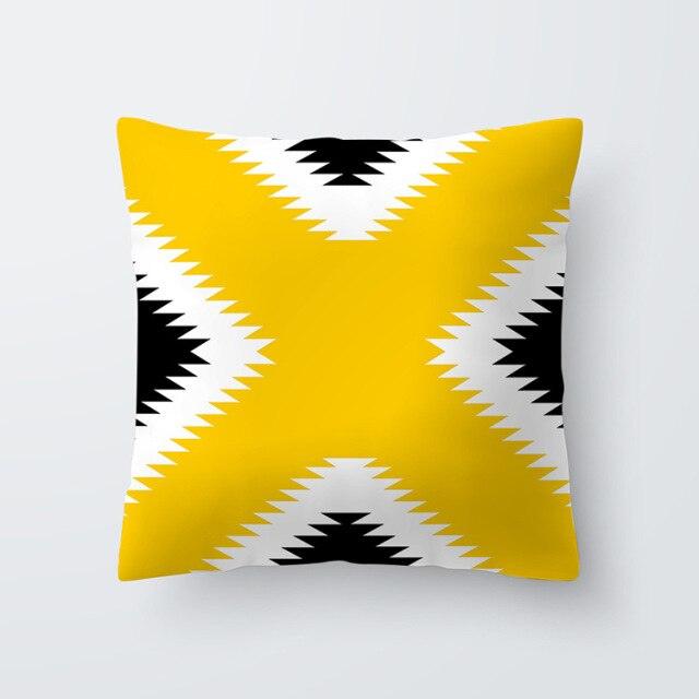 Funda de Cojín Geométrica Amarilla - Decoración Moderna
