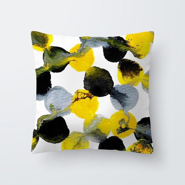 Funda de Cojín Geométrica Amarilla - Decoración Moderna