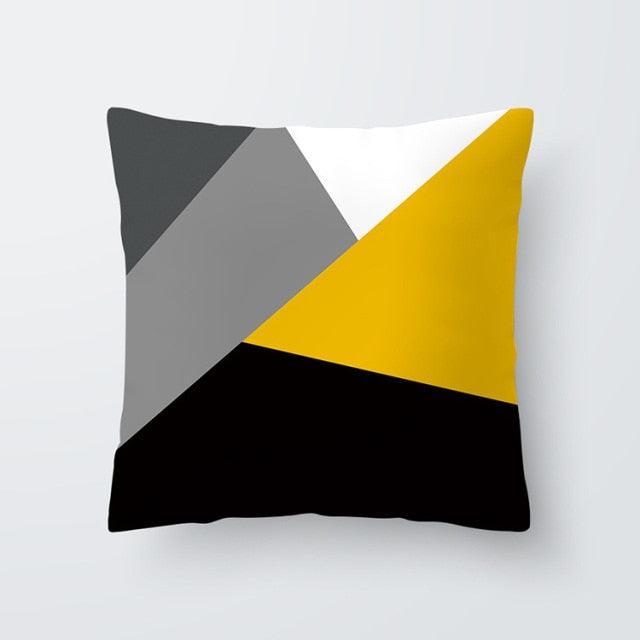 Funda de Cojín Geométrica Amarilla - Decoración Moderna