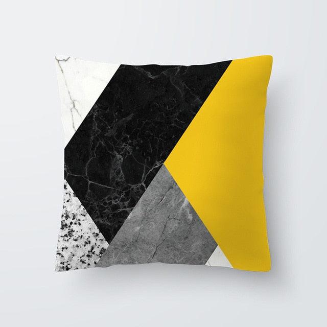 Funda de Cojín Geométrica Amarilla - Decoración Moderna
