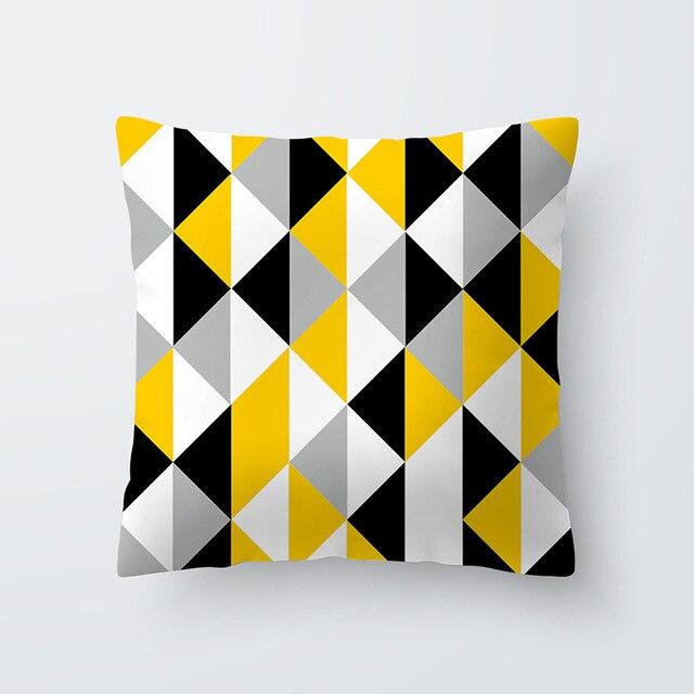 Funda de Cojín Geométrica Amarilla - Decoración Moderna