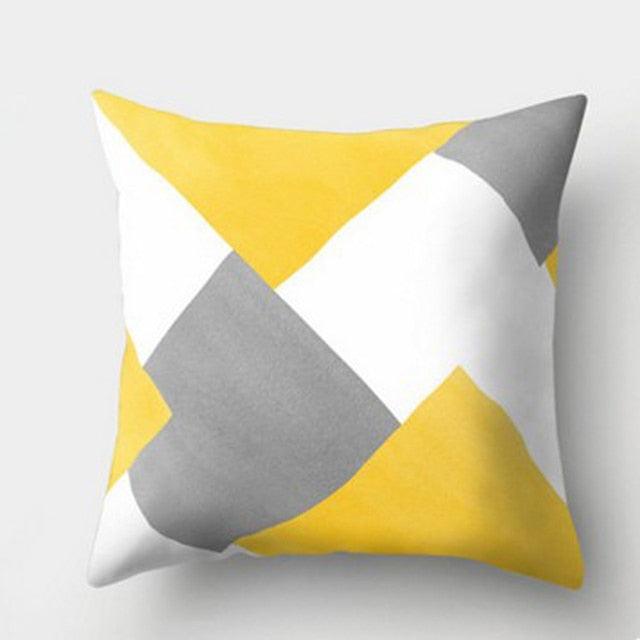 Funda de Cojín Geométrica Amarilla - Decoración Moderna