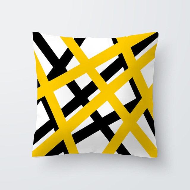 Funda de Cojín Geométrica Amarilla - Decoración Moderna