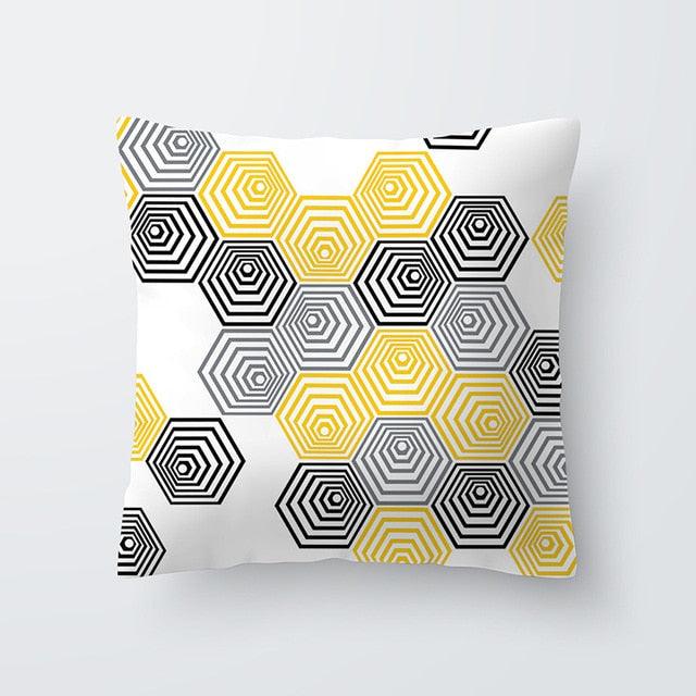Funda de Cojín Geométrica Amarilla - Decoración Moderna