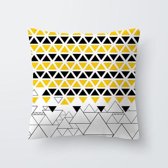 Funda de Cojín Geométrica Amarilla - Decoración Moderna