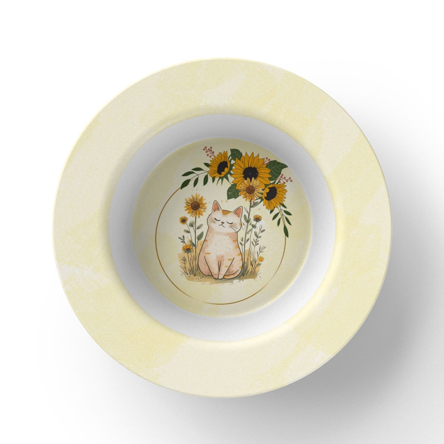 Tazón Coleccionable de Gatito Girasol Amarillo