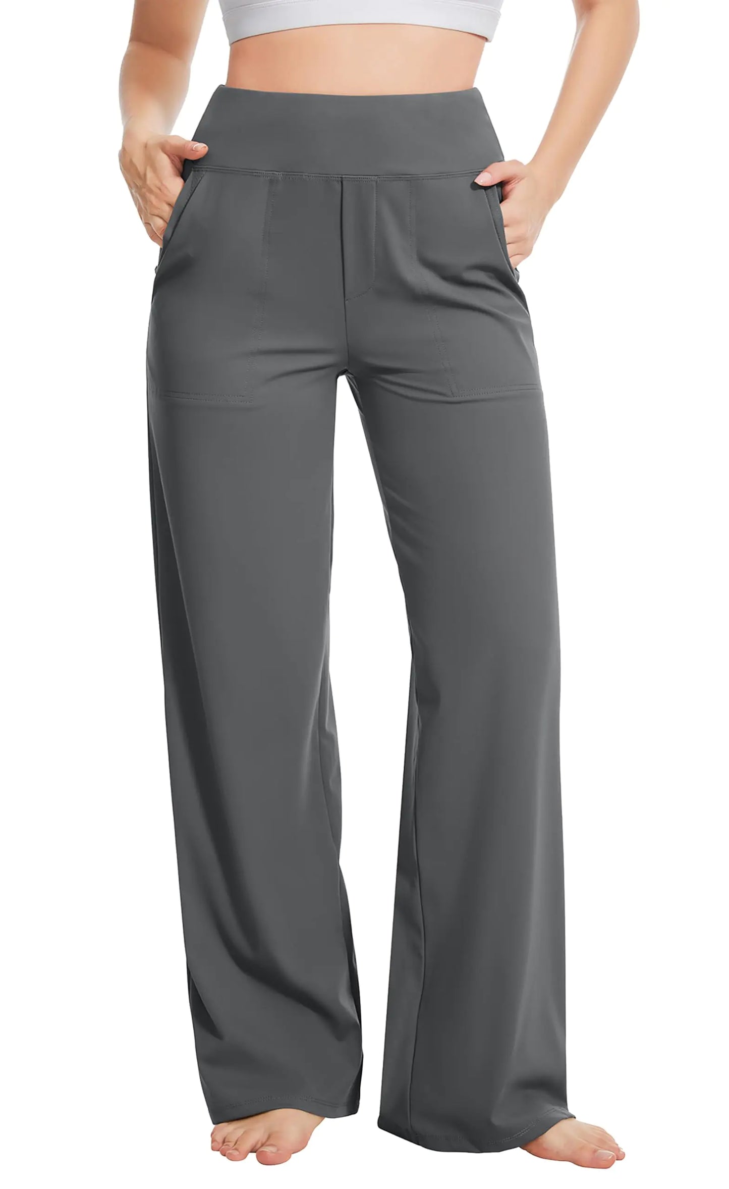 Premium Wide Leg Yoga Pants for Women - High Waist & Pockets