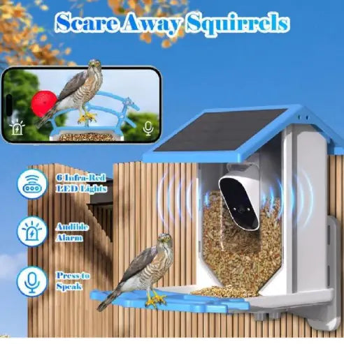 Nourrisseur à oiseaux solaire intelligent avec caméra
