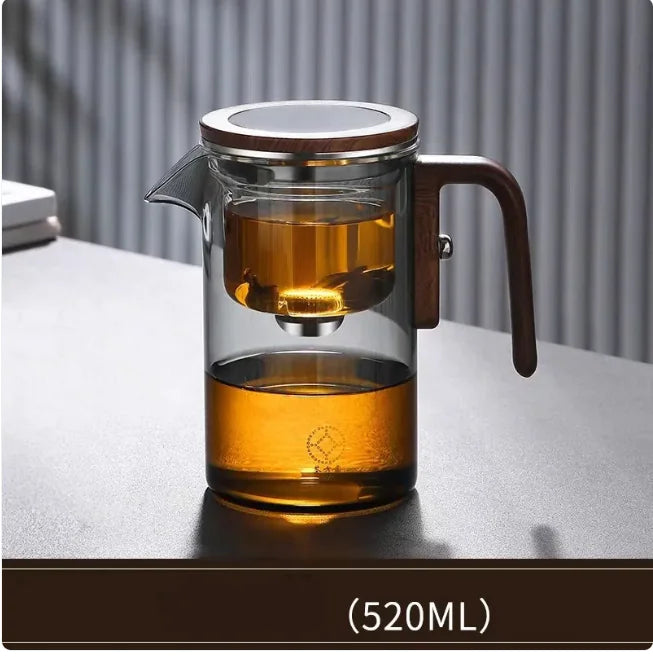 Elegante tetera de vidrio y juego de té con separación de agua