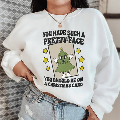 Sudadera de Tarjeta de Navidad con un Rostro Tan Bonito