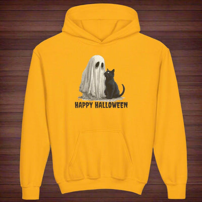 Sudadera juvenil de Halloween con fantasma y gato para celebraciones festivas