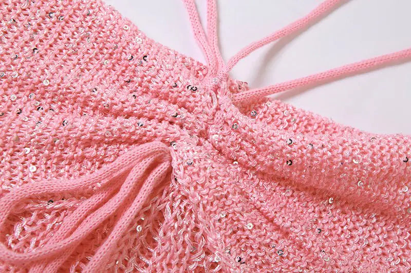 Conjunto de Falda Mini de Crochet Desgastado Dulce Como el Azúcar